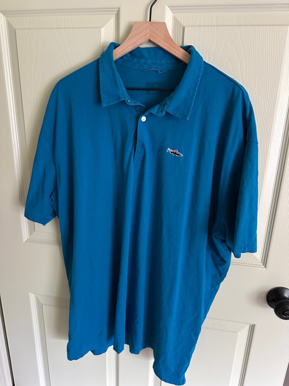 Patagonia Teal Blue Short-Sleeve Polo with Embroidered Logo